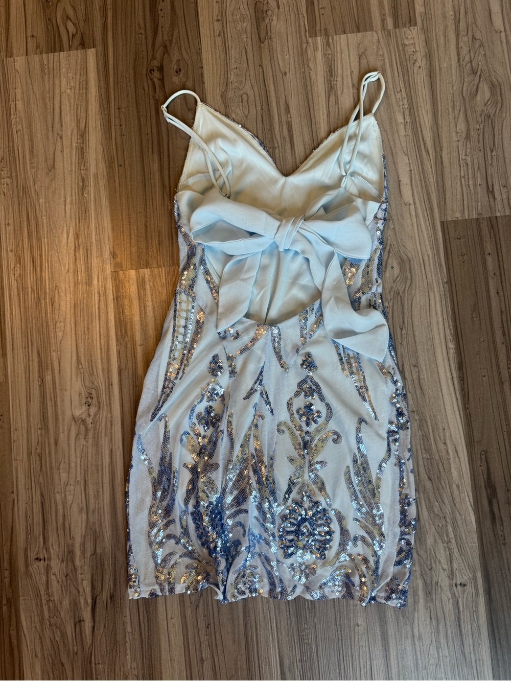 Lucy in the Sky White Mini Dress with Blue and Silver Sequins - Picture 2 of 3